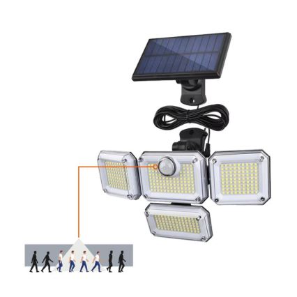 LED-aurinkovalaisin anturilla GLOW LED/2,5W/3,7V 6500K IP44 2400 mAh + kaukosäädin