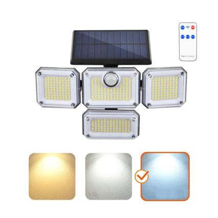 LED-aurinkovalaisin anturilla GLOW LED/2,5W/3,7V 6500K IP44 2400 mAh + kaukosäädin