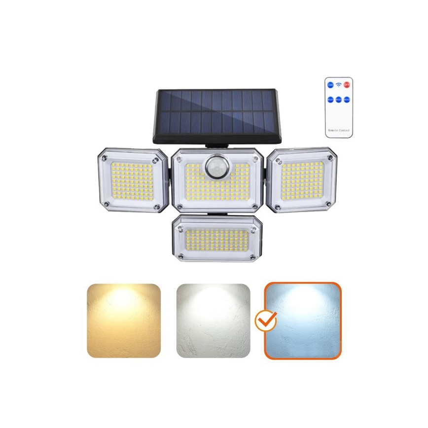 LED-aurinkovalaisin anturilla GLOW LED/2,5W/3,7V 6500K IP44 2400 mAh + kaukosäädin