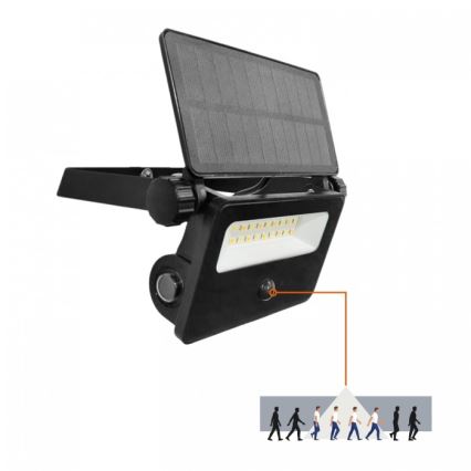 Aurinkokäyttöinen LED-ulkovalaisin liiketunnistimella NCS G2 LED/10W/3,7V 3000/4000/6500K IP54 1800 mAh