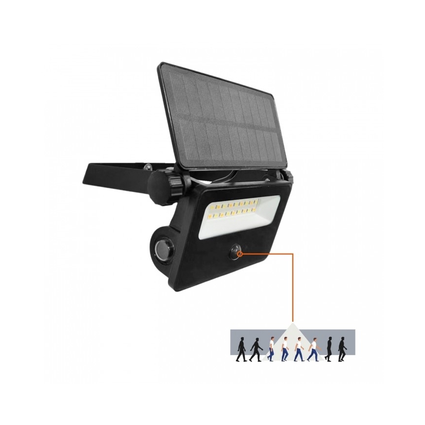 Aurinkokäyttöinen LED-ulkovalaisin liiketunnistimella NCS G2 LED/10W/3,7V 3000/4000/6500K IP54 1800 mAh