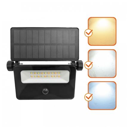 Aurinkokäyttöinen LED-ulkovalaisin liiketunnistimella NCS G2 LED/10W/3,7V 3000/4000/6500K IP54 1800 mAh