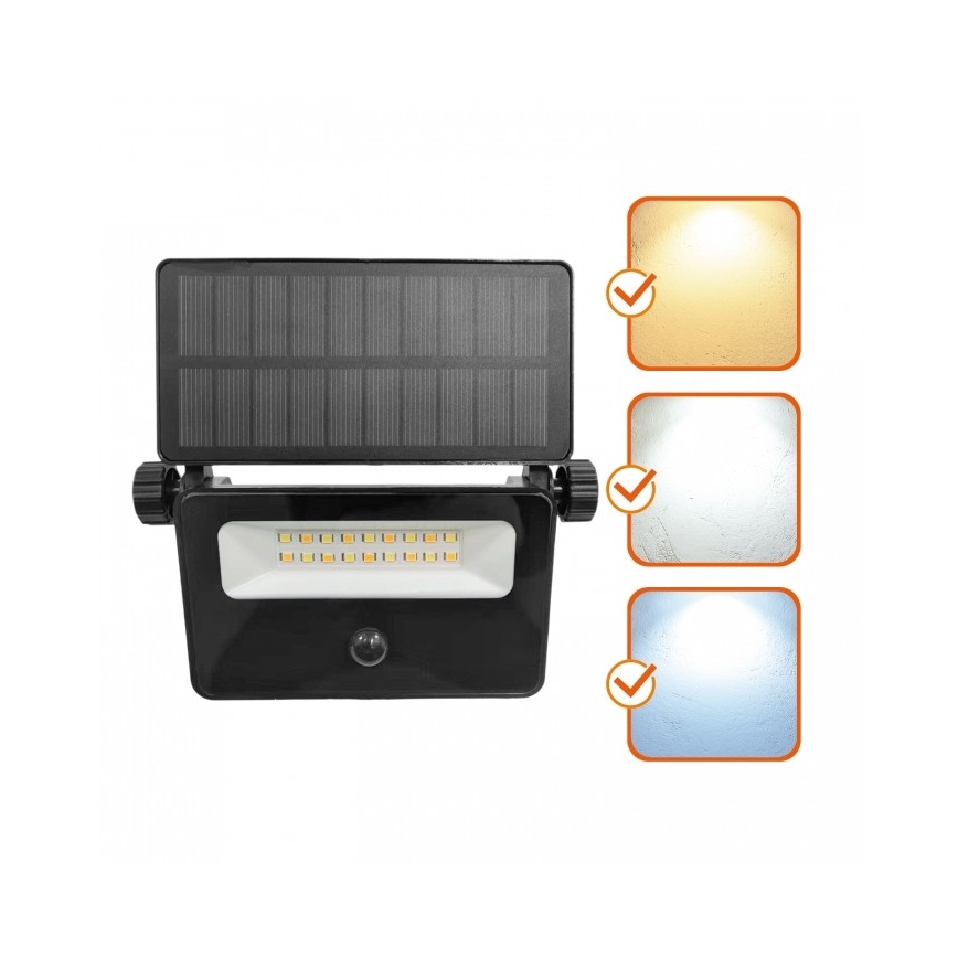 Aurinkokäyttöinen LED-ulkovalaisin liiketunnistimella NCS G2 LED/10W/3,7V 3000/4000/6500K IP54 1800 mAh