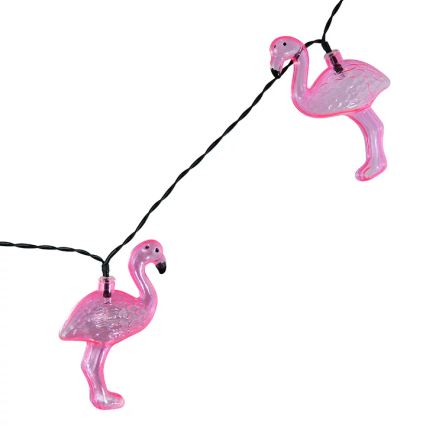 LED aurinkokennokoristevalosarja 10xLED/1,2V 300 mAh 3,8 m IP44 flamingo
