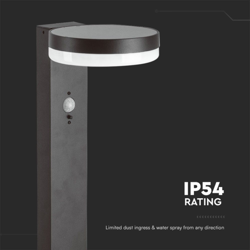 LED-aurinkolamppu anturilla LED/2W/3,7V IP54 3000K 2200 mAh pyöreä musta