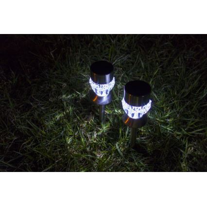 LED-aurinkolamppu CRYSTAL 2xLED-RGB/0,02W/1xAAA mattakromi IP44