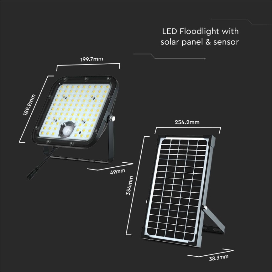 LED aurinkokennovalo anturilla LED/30W/6,4V 4000K 6000 mAh + kaukosäädin