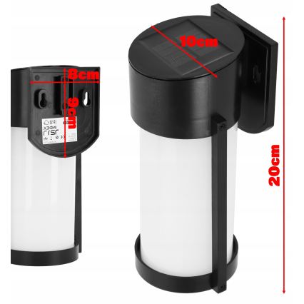 LED-aurinkoseinävalaisin 3,7 V, 300 mAh, IP44, musta
