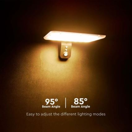 LED aurinkokäyttöinen seinävalaisin sensorilla LED/15W/3,2V 4000K/6000K IP65 6000 mAh musta