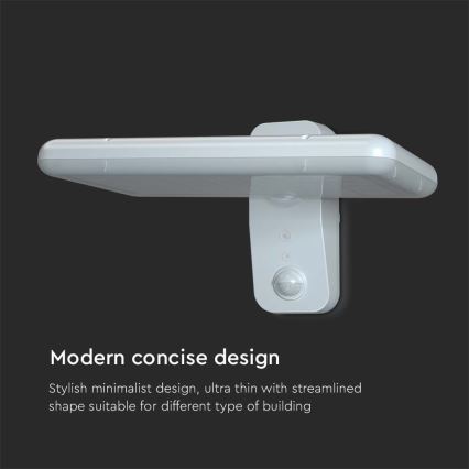 LED aurinkokäyttöinen seinävalaisin sensorilla LED/15W/3,2V 4000K/6000K IP65 6000 mAh valkoinen