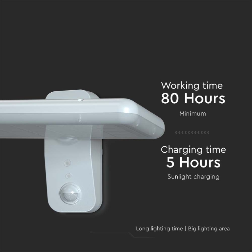 LED aurinkokäyttöinen seinävalaisin sensorilla LED/15W/3,2V 4000K/6000K IP65 6000 mAh valkoinen