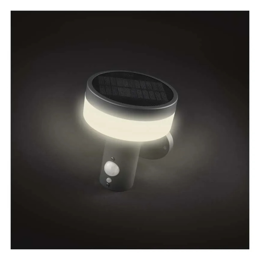 LED aurinkokennoseinävalaisin anturilla LED/2W/3,7V 1200 mAh IP44