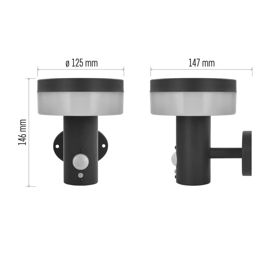 LED aurinkokennoseinävalaisin anturilla LED/2W/3,7V 1200 mAh IP44