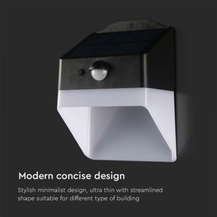 LED aurinkokennoseinävalaisin anturilla LED/2W/3,7V 4000K IP65 1200 mAh