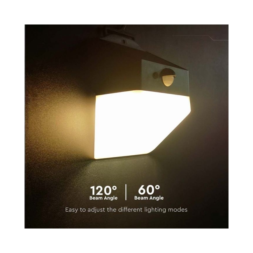 LED aurinkokennoseinävalaisin anturilla LED/2W/3,7V 4000K IP65 1200 mAh