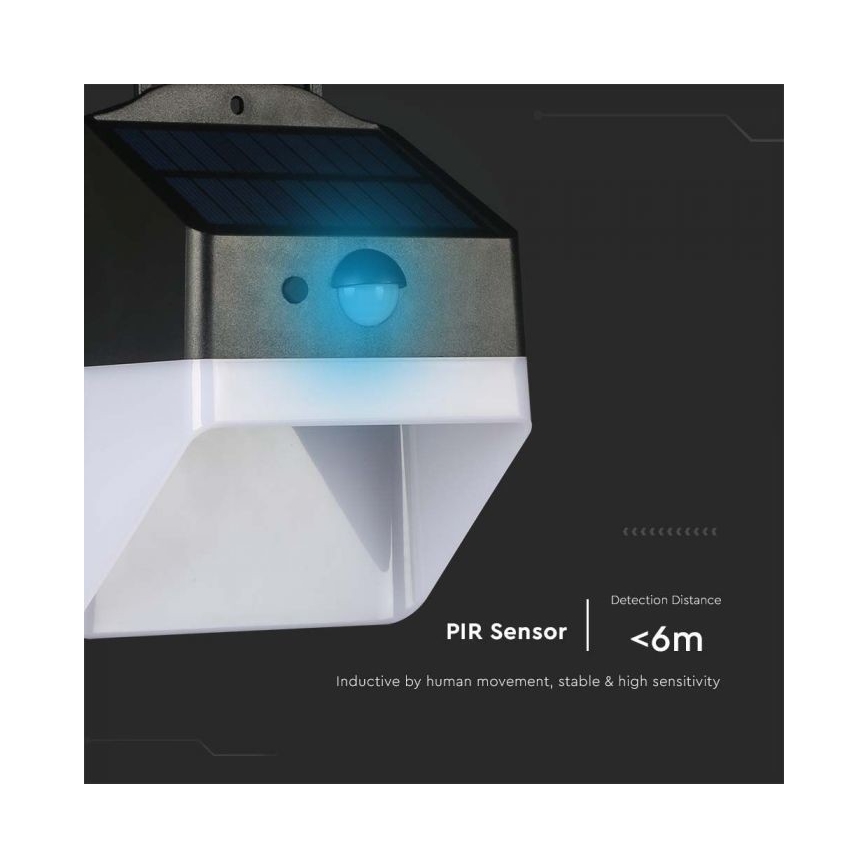 LED aurinkokennoseinävalaisin anturilla LED/2W/3,7V 4000K IP65 1200 mAh