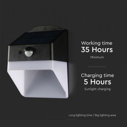 LED aurinkokennoseinävalaisin anturilla LED/2W/3,7V 4000K IP65 1200 mAh