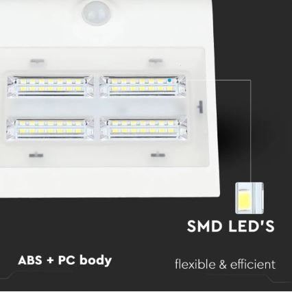 LED aurinkokäyttöinen seinävalaisin sensorilla LED/3W/3,7V 3000/4000K IP65 2000 mAh valkoinen