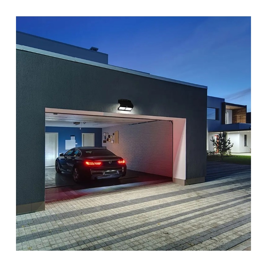 LED aurinkokäyttöinen seinävalaisin sensorilla LED/7W/3,7V 4000K IP65 4000 mAh musta