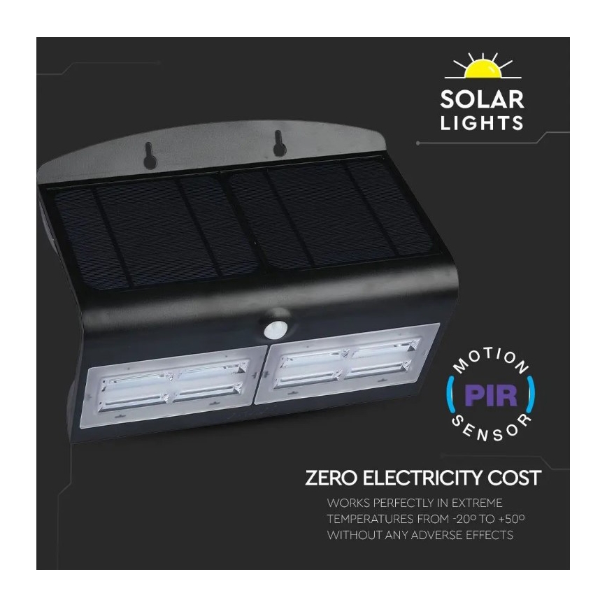 LED aurinkokäyttöinen seinävalaisin sensorilla LED/7W/3,7V 4000K IP65 4000 mAh musta