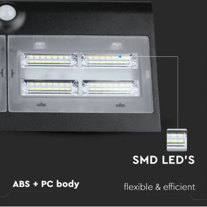 LED aurinkokäyttöinen seinävalaisin sensorilla LED/7W/3,7V 4000K IP65 4000 mAh musta