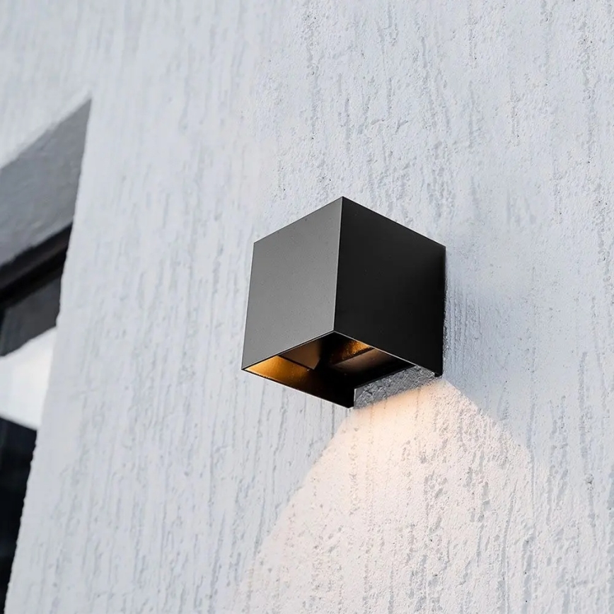 LED-aurinkokennolla varustettu seinävalaisin anturilla LED/9W/3,7V 3000/4000/5000K IP65 2600 mAh musta