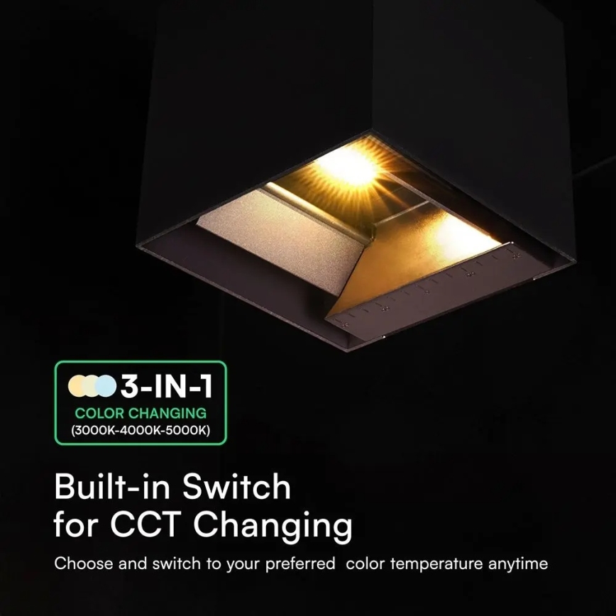 LED-aurinkokennolla varustettu seinävalaisin anturilla LED/9W/3,7V 3000/4000/5000K IP65 2600 mAh musta