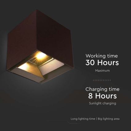 LED aurinkokennoseinävalaisin sensorilla LED/9W/3,7V 3000/4000/5000K 2600 mAh IP65 ruskea