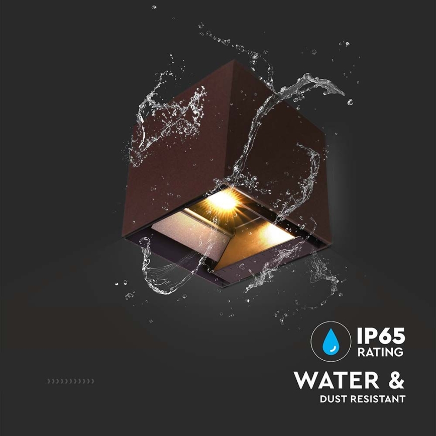 LED aurinkokennoseinävalaisin sensorilla LED/9W/3,7V 3000/4000/5000K 2600 mAh IP65 ruskea