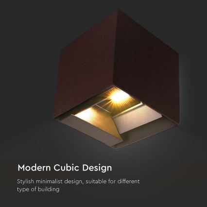 LED aurinkokennoseinävalaisin sensorilla LED/9W/3,7V 3000/4000/5000K 2600 mAh IP65 ruskea