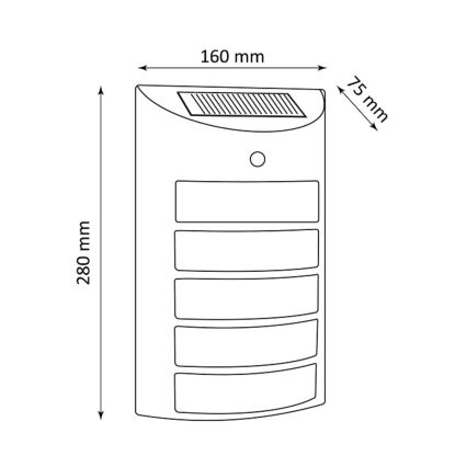 LED aurinkokäyttöinen seinävalaisin anturilla SAFFO LED/3,7V 2000 mAh IP44