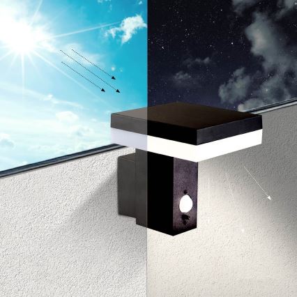 LED aurinkokäyttöinen seinävalaisin anturilla SOLARIS2 LED/5,5W/3,7V 4000K IP44 2600 mAh