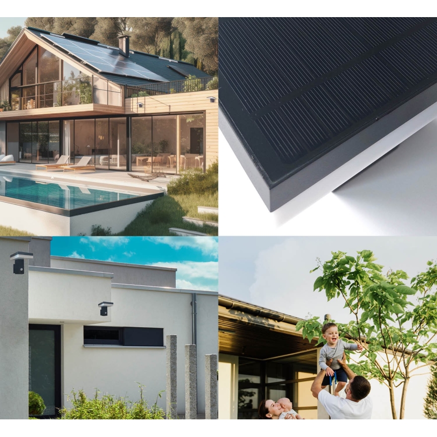 LED aurinkokäyttöinen seinävalaisin anturilla SOLARIS2 LED/5,5W/3,7V 4000K IP44 2600 mAh