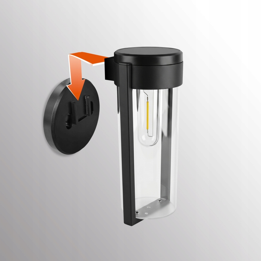 LED-aurinkoseinävalaisin LED/1W/3,7V 500 mAh IP65 musta