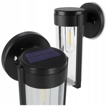 LED-aurinkoseinävalaisin LED/1W/3,7V 500 mAh IP65 musta