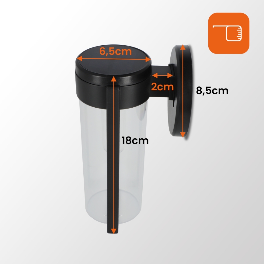 LED-aurinkoseinävalaisin LED/1W/3,7V 500 mAh IP65 musta