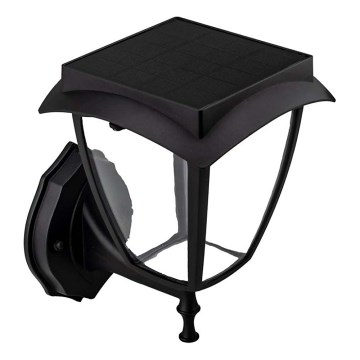 LED-aurinkoseinävalaisin LED/2W/3,7V 3000/6000K IP65 2200 mAh musta