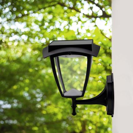 LED-aurinkoseinävalaisin LED/2W/3,7V 3000/6000K IP65 2200 mAh musta