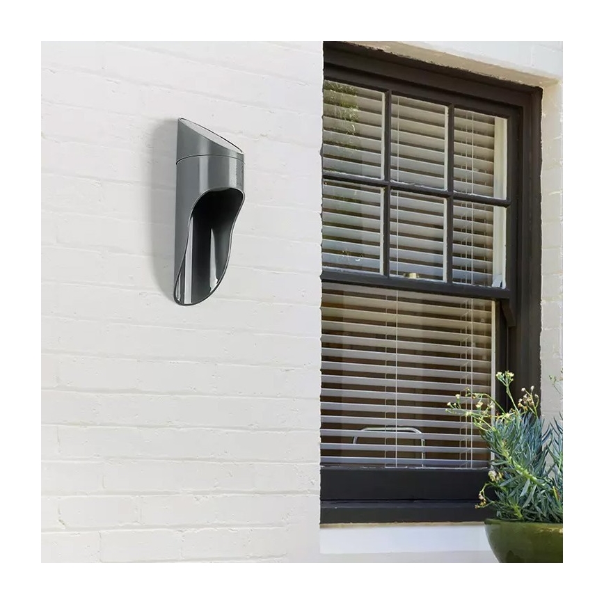 LED aurinkokäyttöinen seinävalaisin PALESA LED/1W/3,7V IP65 1800 mAh harmaa