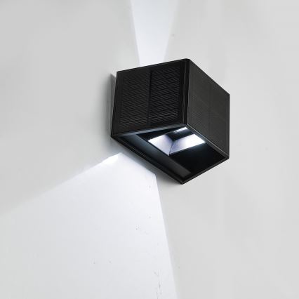 LED aurinkokäyttöinen seinävalaisin WINGS LED/2W/1300 mAh 3,7V 6000K IP54 musta
