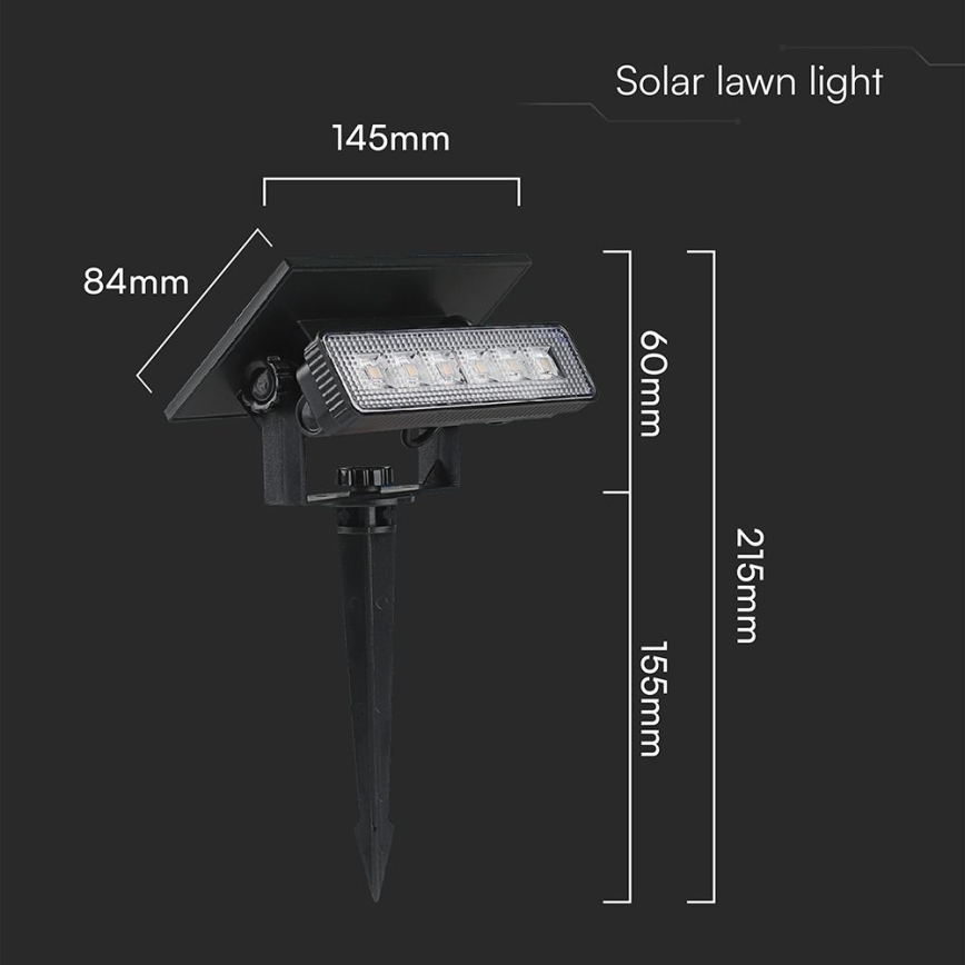 LED aurinkokennovalo 2-in-1 LED/0,9W/3,7V 3000K IP65 1200 mAh musta