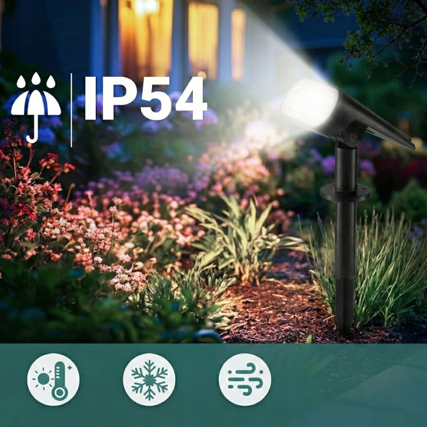 LED-aurinkovalaisin 2-in-1 LED/3,7V 1200 mAh IP54 musta