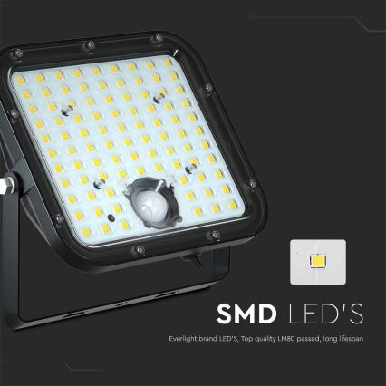 LED aurinkokennovalo anturilla LED/30W/6,4V 6400K 6000 mAh + kaukosäädin