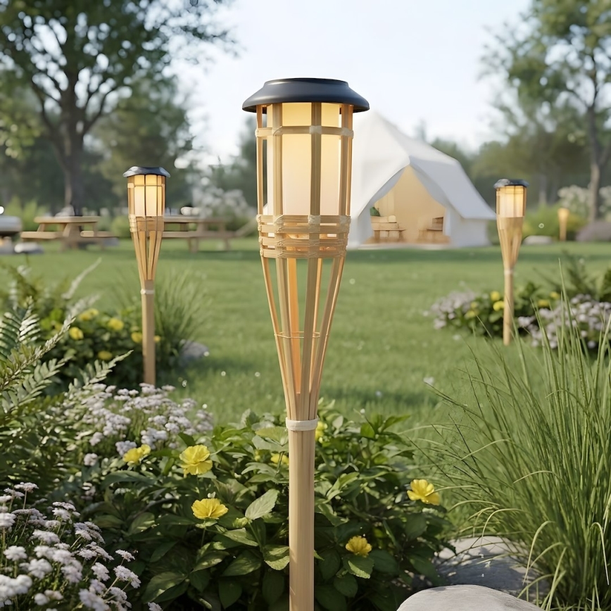 LED-aurinkovalaisin BAMBOO LED/1,2V 150 mAh 1800K 56 cm IP44 beige