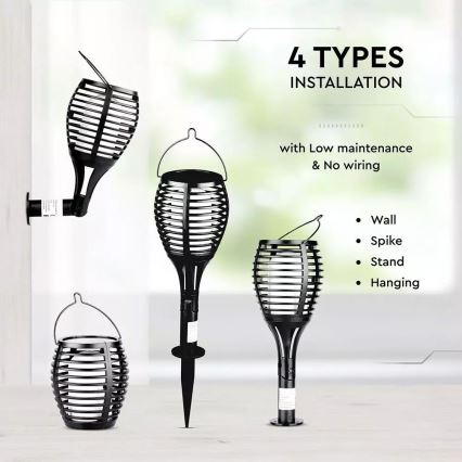 LED aurinkokennovalo FLAME 4-in-1 1xLED/0,45W/3,7V IP44 500 mAh