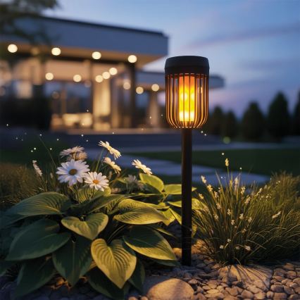 LED aurinkovalaisin FLAME LED/1,2V 100 mAh 1800K 37 cm IP44 musta