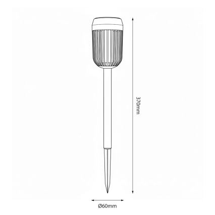 LED aurinkovalaisin FLAME LED/1,2V 100 mAh 1800K 37 cm IP44 musta