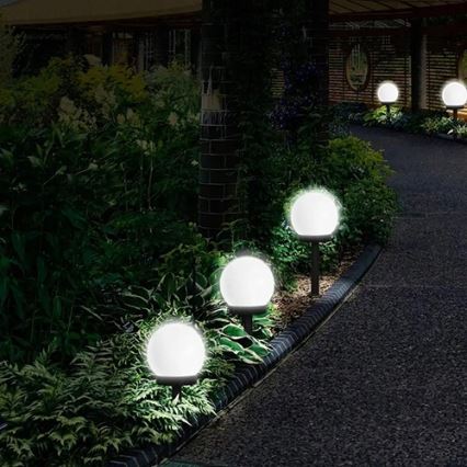 LED-aurinkovalaisin LED/1,2V 6500K 200 mAh halkaisija 15 cm IP44 valkoinen/musta