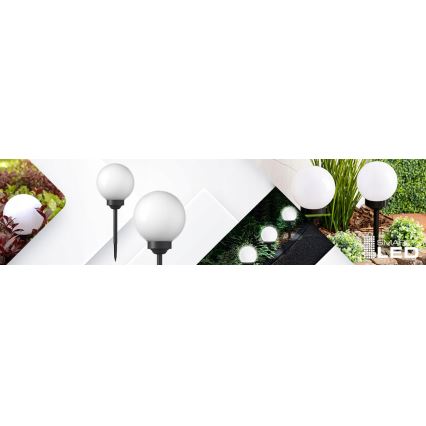 LED-aurinkovalaisin LED/1,2V 6500K 200 mAh halkaisija 20 cm IP44 valkoinen/musta