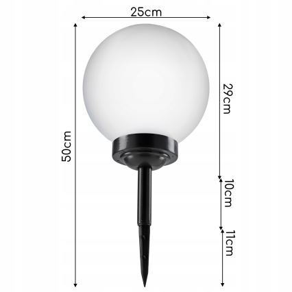 LED-aurinkovalaisin LED/1,2V 6500K 200 mAh halkaisija 25 cm IP44 valkoinen/musta